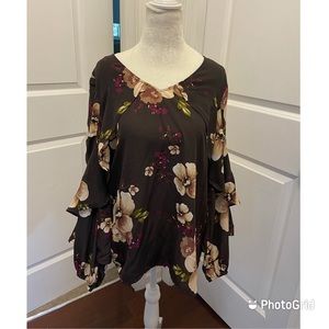 ODDY Brown Floral Blouse